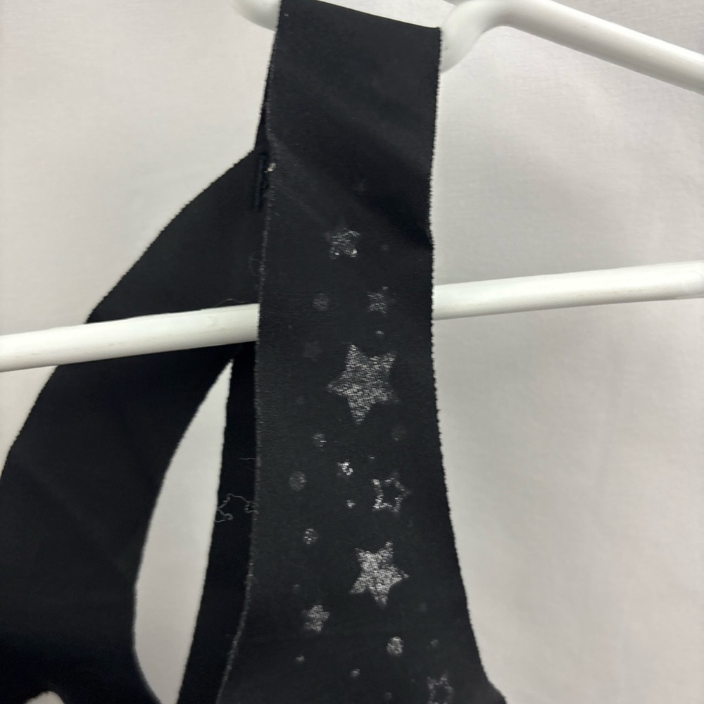 Victoria’s Secret Sports Bra 38D Angel Max Black Stars Strappy Racerback - Picture 4 of 11